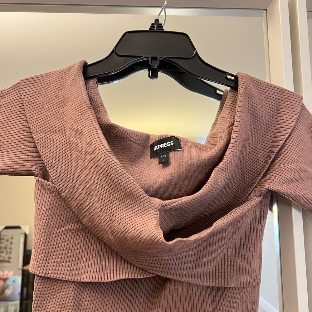 Express Women's Mauve Cowl Neck Sweater